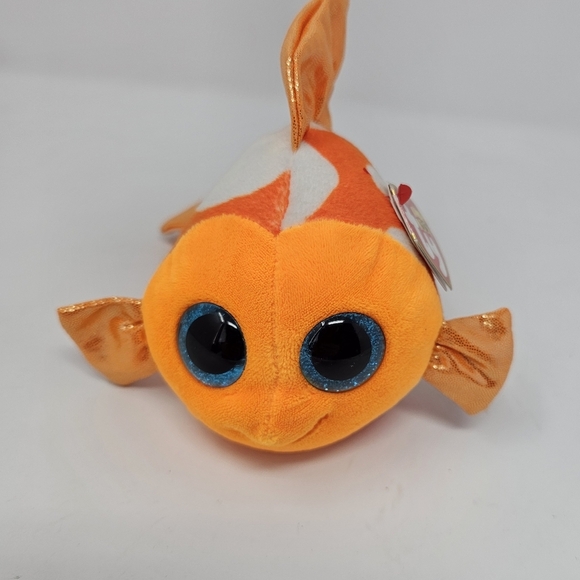 TY Beanie Boos 6” SAMI the Orange Fish Glitter Eyes Stuffed Animal Plush - Picture 2 of 7